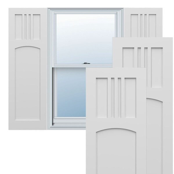 Ekena Millwork True Fit PVC San Miguel Mission Style Fixed Mount Shutters, White, 12W x 62H, PR - TFP001SM12X062WH