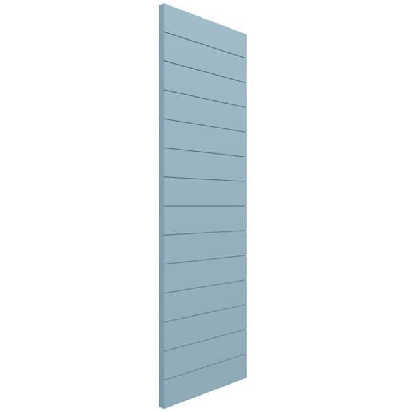Ekena Millwork True Fit PVC Horizontal Slat Modern Style Fixed Mount Shutters, Peaceful Blue, 18W x 57H, PR - TFP001HZ18X057SB