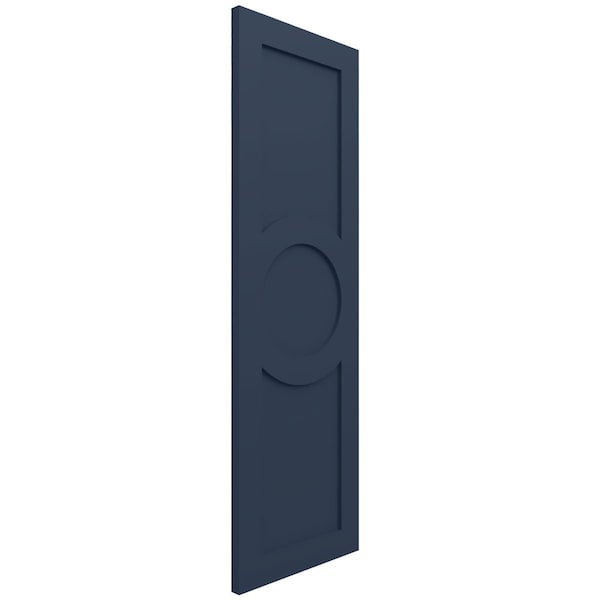 Ekena Millwork True Fit PVC Center Circle Arts & Crafts Fixed Mount Shutters, Starless Night Blue, 15W x 65H, PR - TFP001AC15X065OB
