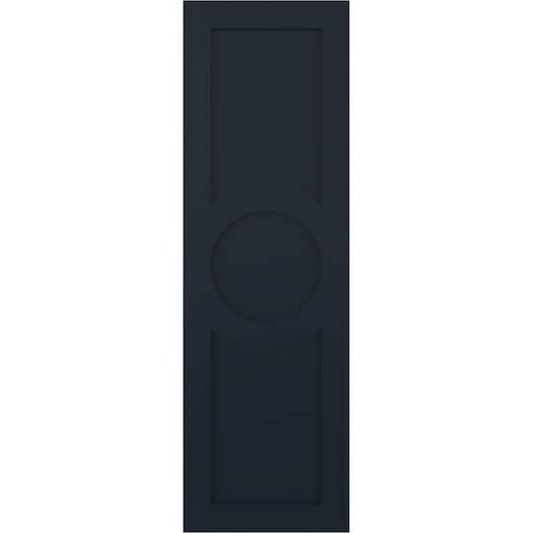 Ekena Millwork True Fit PVC Center Circle Arts & Crafts Fixed Mount Shutters, Starless Night Blue, 15W x 65H, PR - TFP001AC15X065OB