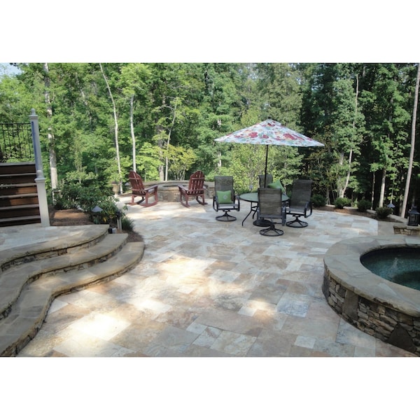 Msi Tuscany Porcelain  8 in.  X 8 in.  Tumbled Travertine Paver Tile - ZOR-LSC-0123