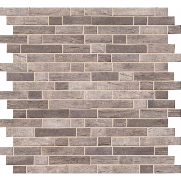 Msi Driftwood Interlocking 12 In. X 12 In. X 6 Mm Glass Mesh-Mounted Mosaic Tile, 15PK - ZOR-MD-0139