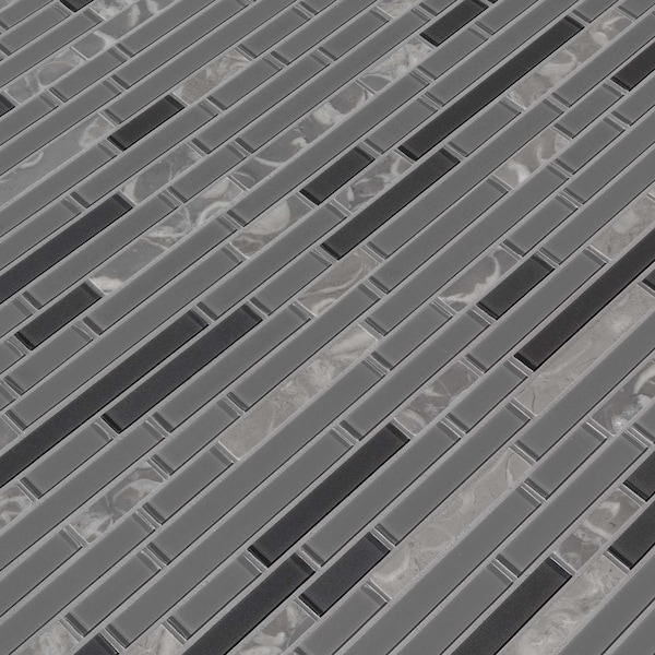 Msi Lorena Grigio Interlocking 12 In. X 12 In. X 4Mm Glass Stone Mesh-Mounted Mosaic Tile, 20PK - ZOR-MD-0205