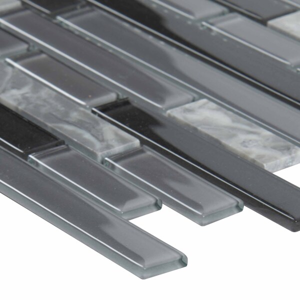 Msi Lorena Grigio Interlocking 12 In. X 12 In. X 4Mm Glass Stone Mesh-Mounted Mosaic Tile, 20PK - ZOR-MD-0205