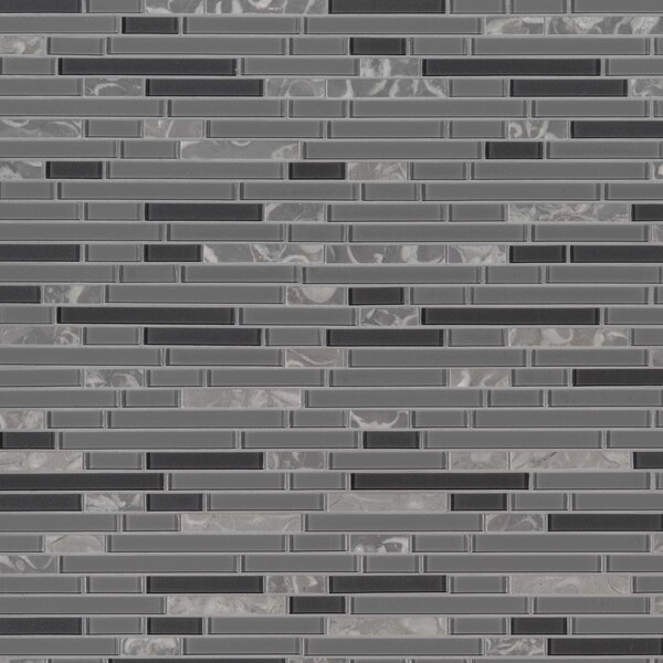 Msi Lorena Grigio Interlocking 12 In. X 12 In. X 4Mm Glass Stone Mesh-Mounted Mosaic Tile, 20PK - ZOR-MD-0205