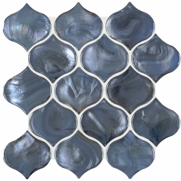 Msi Blue Shimmer Arabesque 10 In. X 10.20 In. X 8Mm Glass Mesh-Mounted Mosaic Tile, 10PK - ZOR-MD-0253