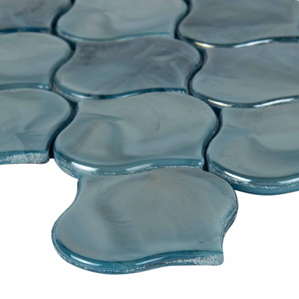 Msi Blue Shimmer Arabesque 10 In. X 10.20 In. X 8Mm Glass Mesh-Mounted Mosaic Tile, 10PK - ZOR-MD-0253