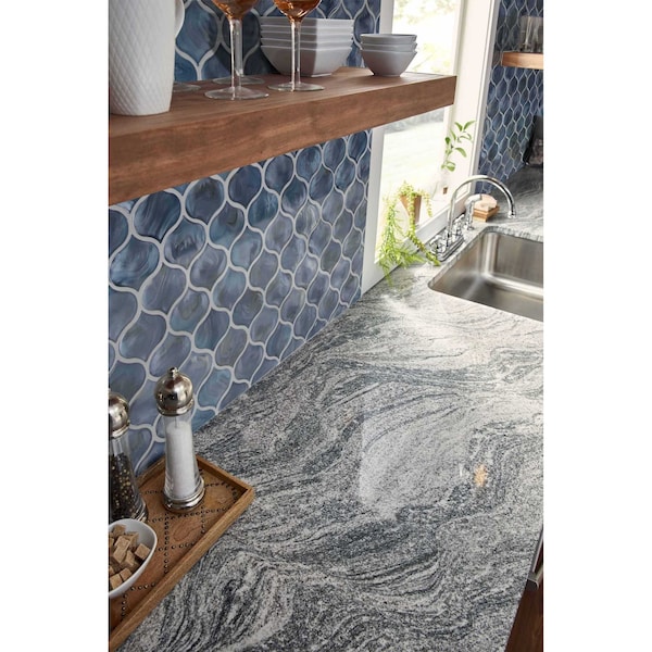 Msi Blue Shimmer Arabesque 10 In. X 10.20 In. X 8Mm Glass Mesh-Mounted Mosaic Tile, 10PK - ZOR-MD-0253