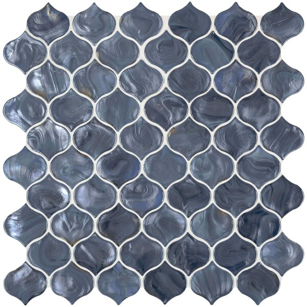Msi Blue Shimmer Arabesque 10 In. X 10.20 In. X 8Mm Glass Mesh-Mounted Mosaic Tile, 10PK - ZOR-MD-0253