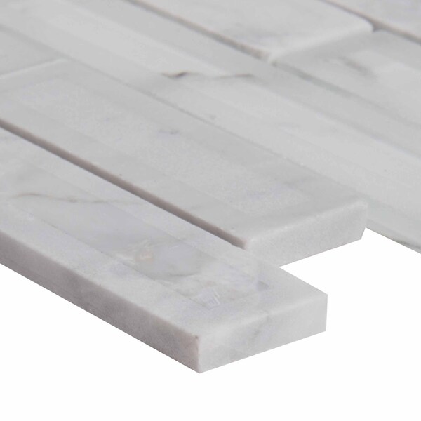 Msi Blocki Blanco Interlocking 12.2 In. X 11.61 In. X 8 Mm Glass Stone Mesh-Mounted Mosaic Tile, 10PK - ZOR-MD-0227
