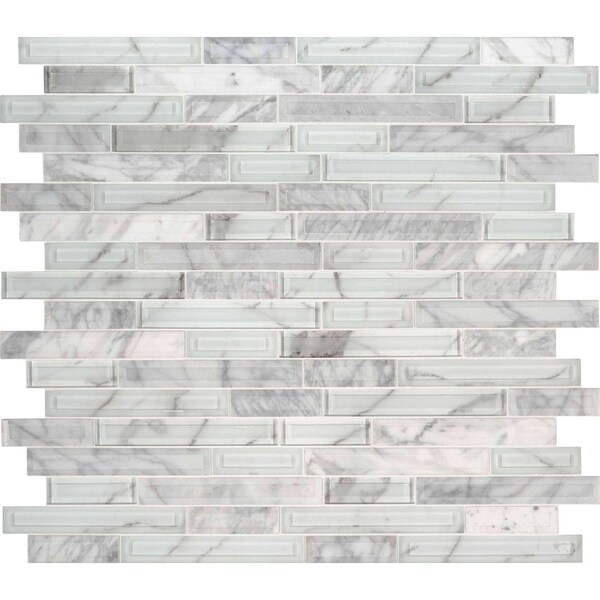 Msi Blocki Blanco Interlocking 12.2 In. X 11.61 In. X 8 Mm Glass Stone Mesh-Mounted Mosaic Tile, 10PK - ZOR-MD-0227
