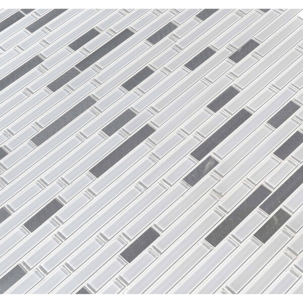 Msi Lucid Sky Interlocking SAMPLE Glass Metal Mesh-Mounted Mosaic Tile - ZOR-MD-0206-SAM
