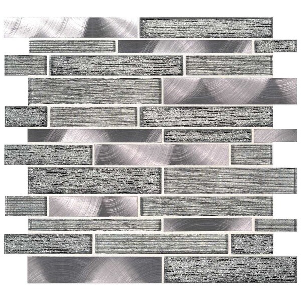 Msi Volcanic Luxe Interlocking 11.73 In. X 11.61 In. X 8Mm Glass Metal Mesh-Mounted Mosaic Tile, 10PK - ZOR-MD-0198