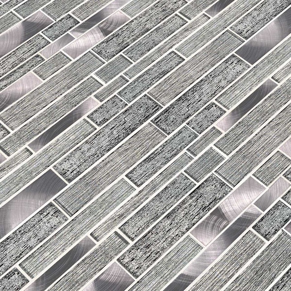Msi Volcanic Luxe Interlocking 11.73 In. X 11.61 In. X 8Mm Glass Metal Mesh-Mounted Mosaic Tile, 10PK - ZOR-MD-0198