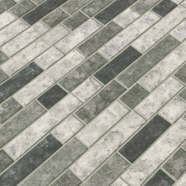 Msi Urban Tapestry Interlocking Random Sized Glass Mosaic Tile In Gray, 15PK - ZOR-MD-0128