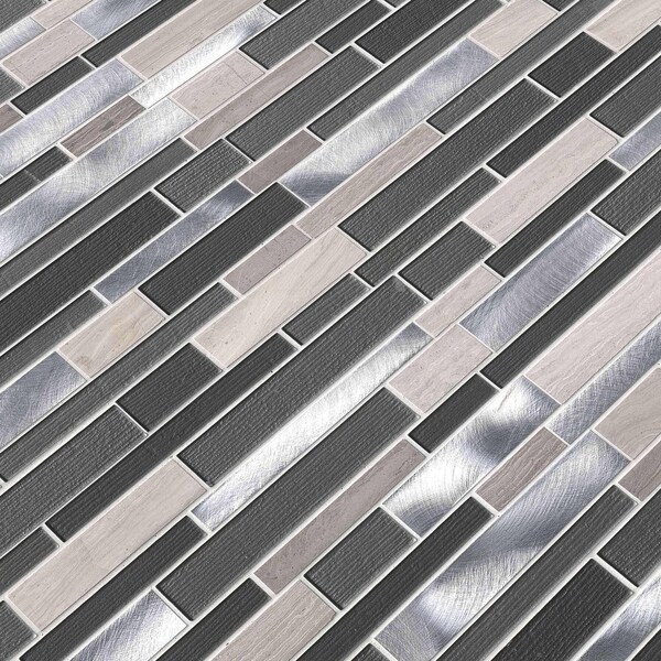 Msi Urban Loft Interlocking SAMPLE Glass Stone And Metal Mesh-Mounted Mosaic Tile - ZOR-MD-0457-SAM
