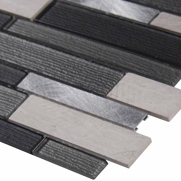 Msi Urban Loft Interlocking SAMPLE Glass Stone And Metal Mesh-Mounted Mosaic Tile - ZOR-MD-0457-SAM