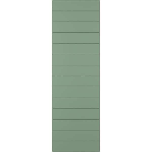 Ekena Millwork True Fit PVC Horizontal Slat Modern Style Fixed Mount Shutters, Track Green, 12W x 79H, PR - TFP001HZ12X079TG