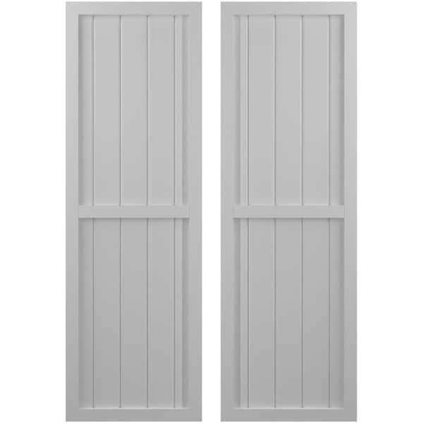 Ekena Millwork Americraft 5-Board Exterior Wood 2 Equal Panel Framed Board-n-Batten Shutters, ARW101BF518X34PRH - ARW101BF518X34PRH