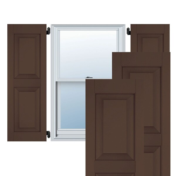 Ekena Millwork 12"W x 49"H Exterior Real Wood Pine Raised Panel Shutters, Tudor Brown PR - RWR12X049TBP