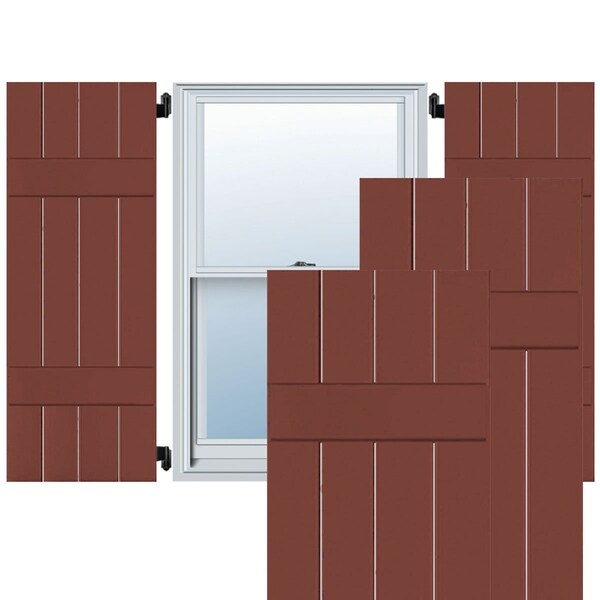 Ekena Millwork Exterior 4 Board (2 Batten) Wood Pine Board-n-Batten Shutters, Country Redwood PR, RWB15X042RWP - RWB15X042RWP