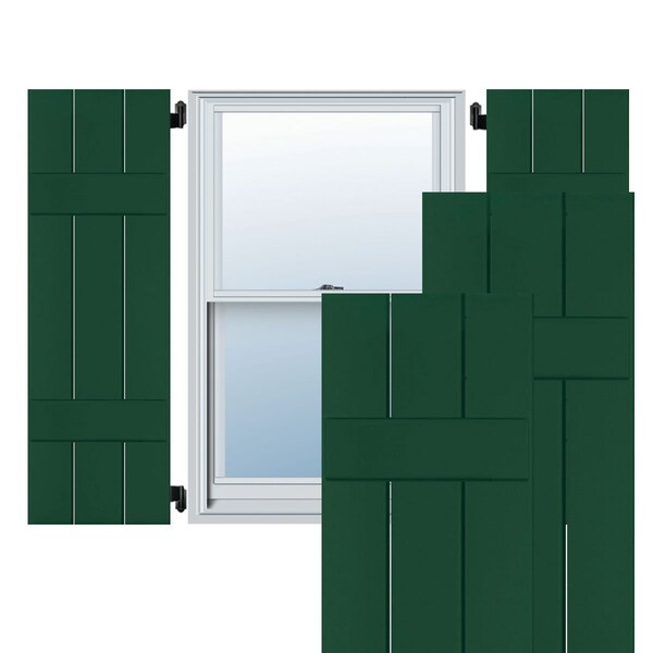 Ekena Millwork Exterior 3 Board (2 Batten) Wood Pine Board-n-Batten Shutters, Chrome Green PR, RWB12X073CGP - RWB12X073CGP