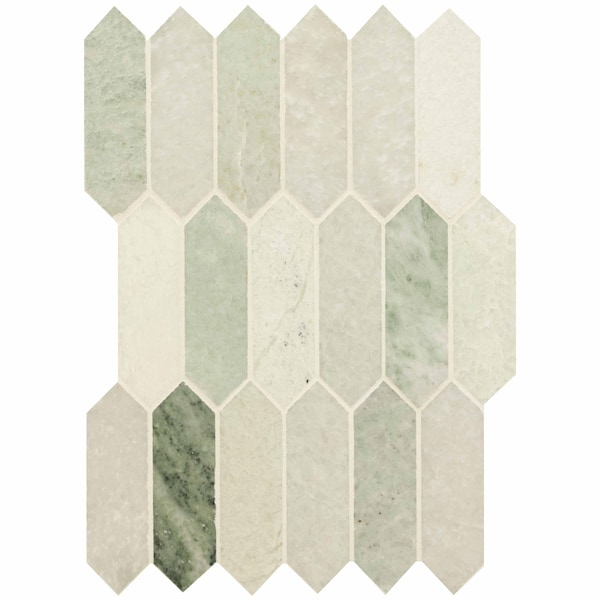 Msi Icelandic Green Picket 12 In X 12 In. Polished Marble Mosaic Tile, 10PK - ZOR-MD-0397