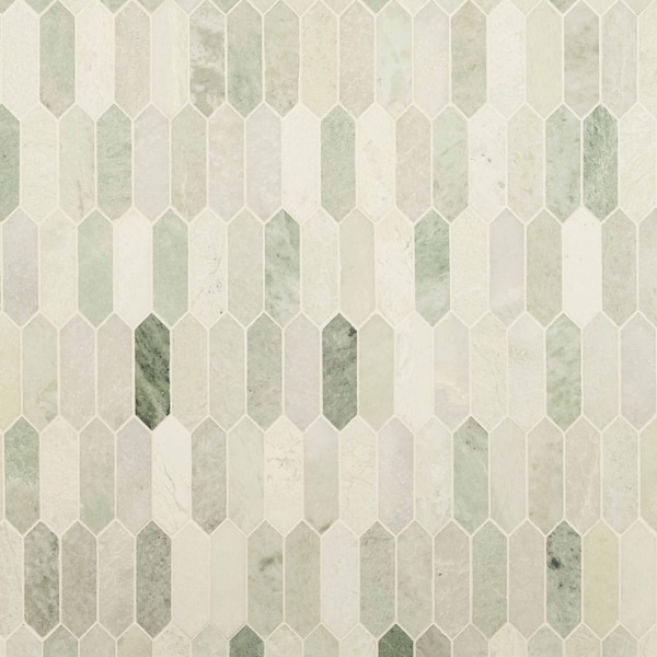 Msi Icelandic Green Picket 12 In X 12 In. Polished Marble Mosaic Tile, 10PK - ZOR-MD-0397