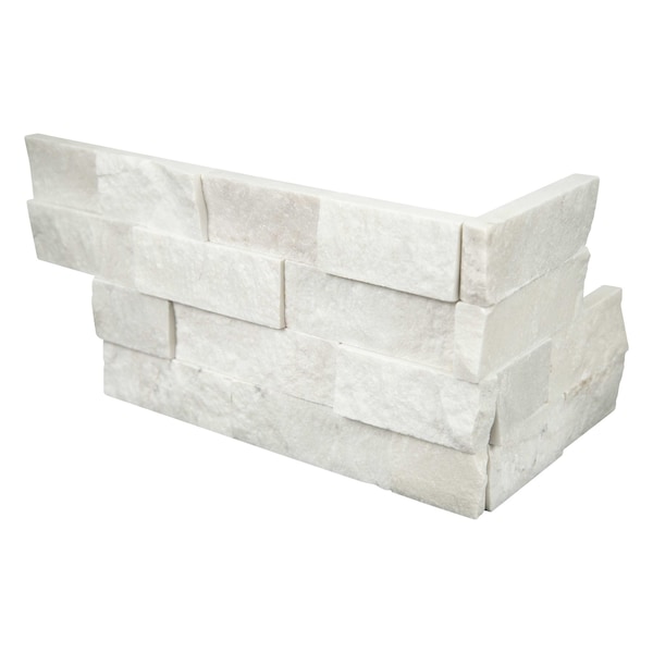 Msi Cosmic White Splitface Ledger Panel "6 X 18" "L" Corner Marble Wall Tile, 6PK - ZOR-PNL-0030