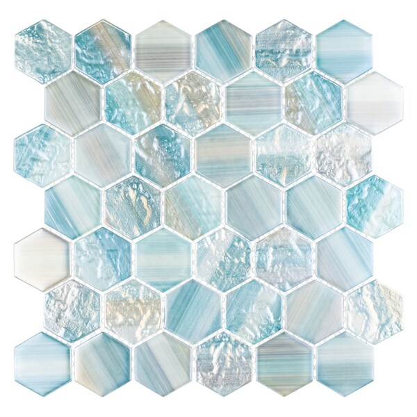 Andova Tiles SAMPLE- Rochelle 2 in. Hex Glass Mosaic Wall Tile - SAM-ANDROC1005