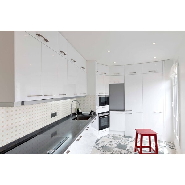 Msi Bianco Dolomite Crema Dotty SAMPLE Polished Marble Mesh-Mounted Mosaic Tile - ZOR-MD-0249-SAM
