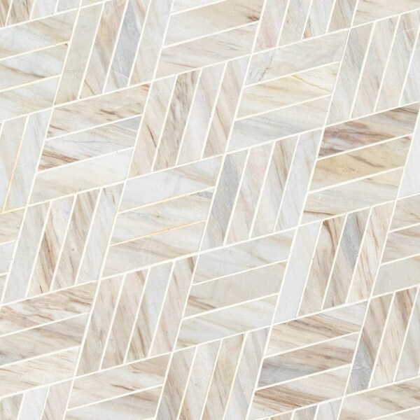 Msi Angora Rhombus SAMPLE Polished Marble Mesh-Mounted Mosaic Wall Tile - ZOR-MD-0514-SAM