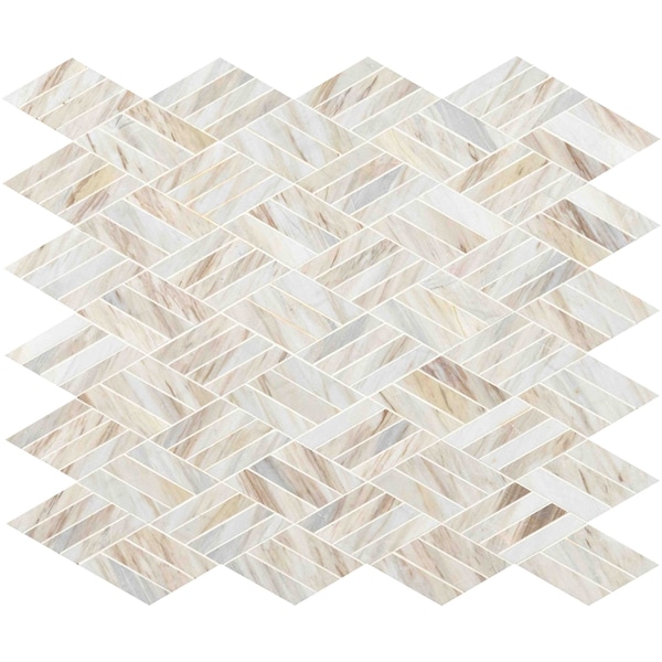 Msi Angora Rhombus SAMPLE Polished Marble Mesh-Mounted Mosaic Wall Tile - ZOR-MD-0514-SAM