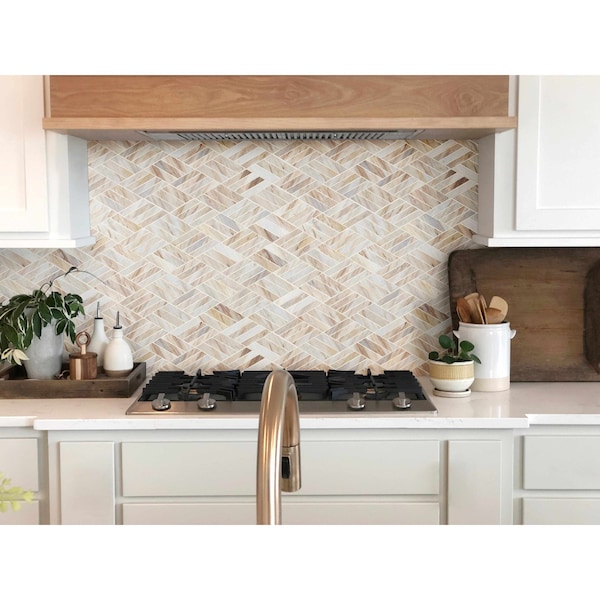 Msi Angora Rhombus SAMPLE Polished Marble Mesh-Mounted Mosaic Wall Tile - ZOR-MD-0514-SAM