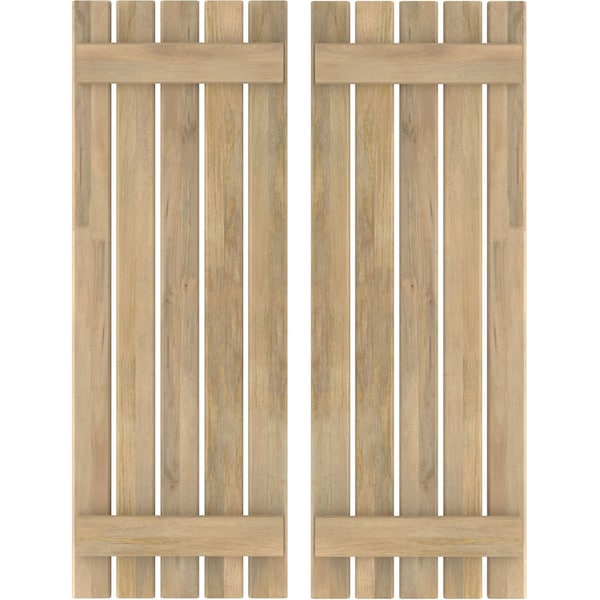 Ekena Millwork Americraft 5-Board (2 Batten) Exterior Real Wood Spaced Board-n-Batten Shutters, ARW101SB519X31UNH, PR - ARW101SB519X31UNH