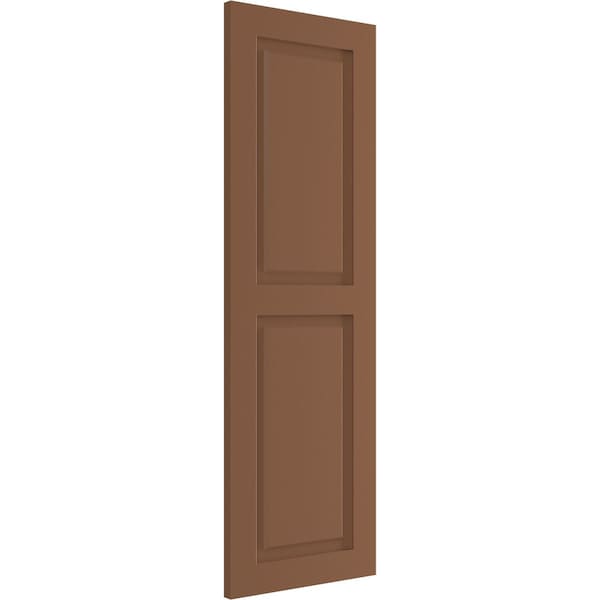 Ekena Millwork True Fit PVC, Two Equal Raised Panel Shutters, Burnt Toffee, 15W x 37H, PR - TFP101RPF15X037BT