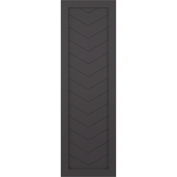 Ekena Millwork True Fit PVC Single Panel Chevron Modern Style Fixed Mount Shutters, Shadow Mountain, 15W x 25H, PR - TFP001CV15X025SM