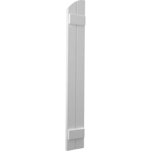 Ekena Millwork Americraft 2-Board (2 Batten) Wood Joined Board-n-Batten Shutters w/ Ellipt Top, ARW101BE207X68PRH - ARW101BE207X68PRH