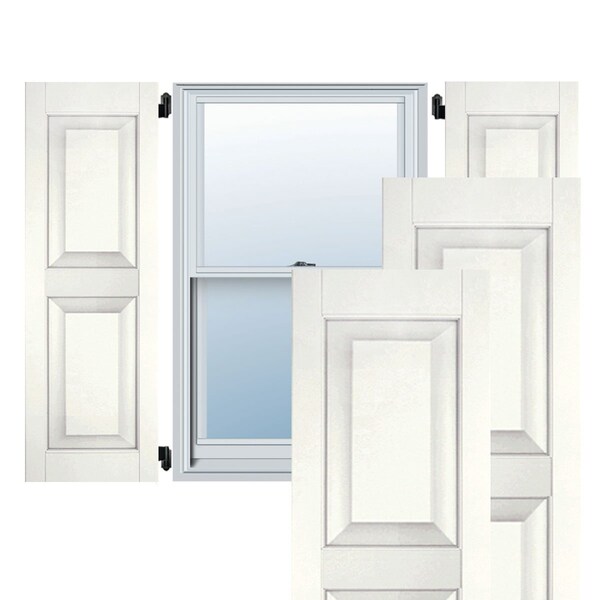 Ekena Millwork 15"W x 31"H Exterior Real Wood Pine Raised Panel Shutters, White PR - RWR15X031WHP