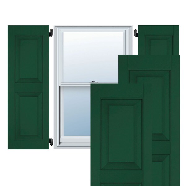 Ekena Millwork 12"W x 70"H Exterior Real Wood Pine Raised Panel Shutters, Chrome Green PR - RWR12X070CGP