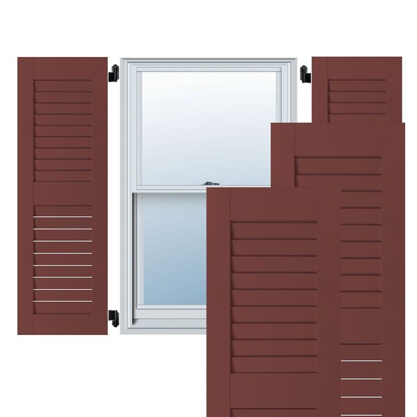 Ekena Millwork 18"W x 65"H Exterior Real Wood Pine Open Louvered Shutters, Cottage Red PR - RWL18X065CRP