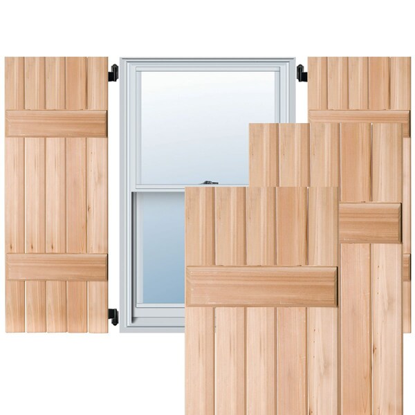 Ekena Millwork Exterior 5 Board (2 Batten) Real Wood Pine Board-n-Batten Shutters, Unfinished PR, RWB18X054UNP - RWB18X054UNP