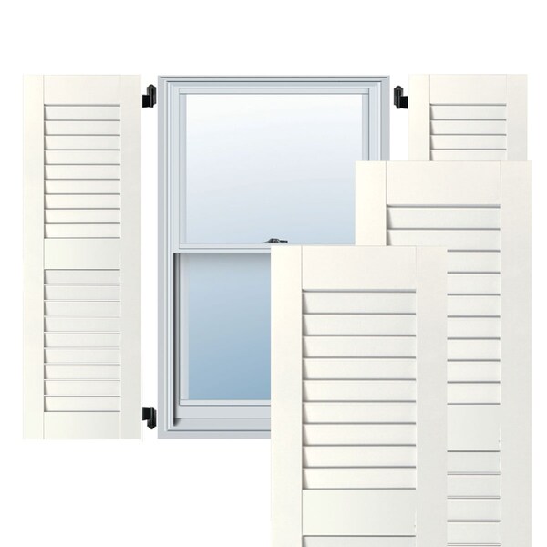Ekena Millwork 18"W x 35"H Exterior Real Wood Pine Open Louvered Shutters, White PR - RWL18X035WHP