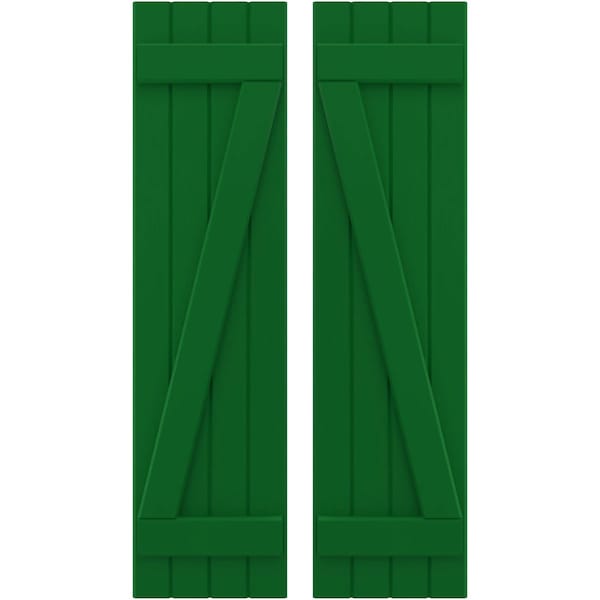 Ekena Millwork Americraft 4-Board (2 Batten) Wood Joined Board-n-Batten Shutters w/ Z-Bar, ARW102BB414X74HGH, PR - ARW102BB414X74HGH