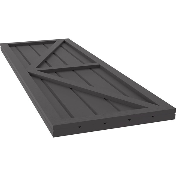Ekena Millwork Americraft 5-Board Wood 2 Equal Panel Frmd Board-n-Batten Shutters w/Dubl Z-Bar, ARW102BF518X72SMH, PR - ARW102BF518X72SMH