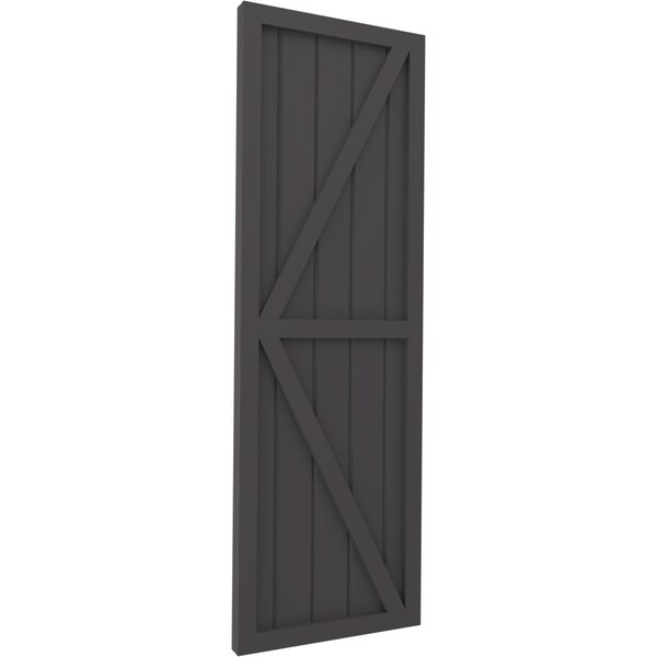 Ekena Millwork Americraft 5-Board Wood 2 Equal Panel Frmd Board-n-Batten Shutters w/Dubl Z-Bar, ARW102BF518X72SMH, PR - ARW102BF518X72SMH