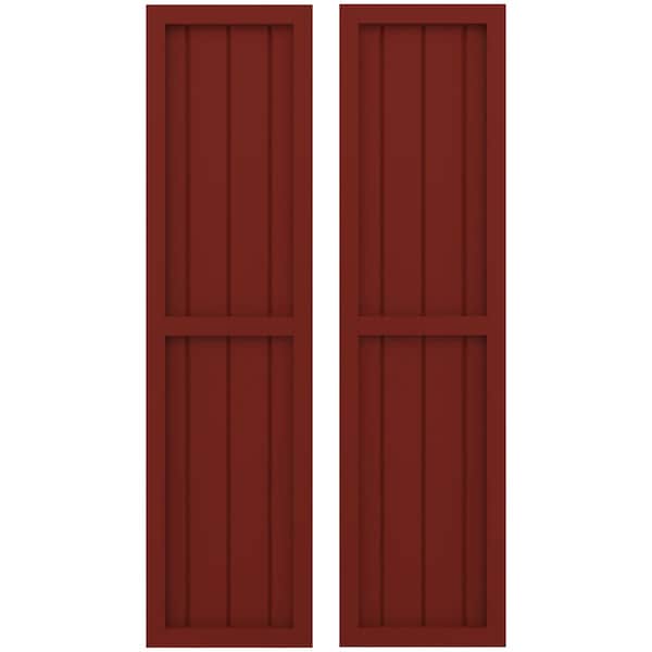 Ekena Millwork Americraft 4-Board Exterior Wood 2 Equal Panel Framed Board-n-Batten Shutters, ARW101BF414X80MRH, PR - ARW101BF414X80MRH