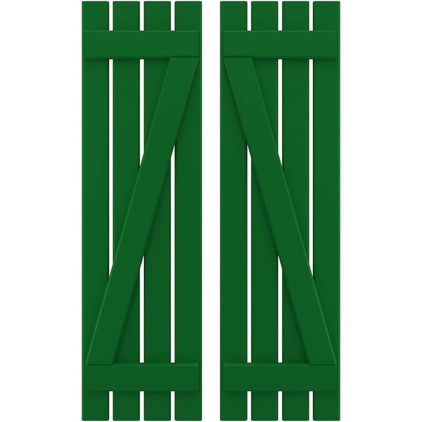 Ekena Millwork Americraft 4-Board (2 Batten) Wood Spaced Board-n-Batten Shutters w/ Z-Bar, ARW102SB415X75HGH, PR - ARW102SB415X75HGH