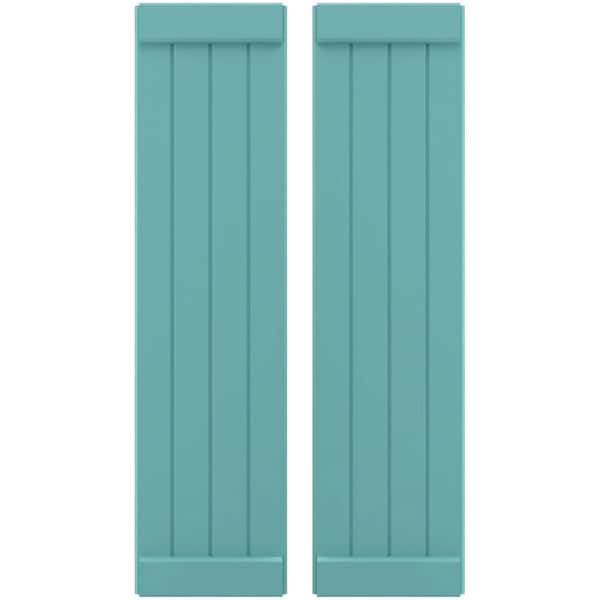 Ekena Millwork Americraft 4-Board Exterior Wood Joined Board-n-Batten Shutters w/ End Batten, ARW103BB414X54PTH, PR - ARW103BB414X54PTH