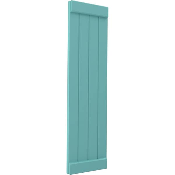 Ekena Millwork Americraft 4-Board Exterior Wood Joined Board-n-Batten Shutters w/ End Batten, ARW103BB414X54PTH, PR - ARW103BB414X54PTH
